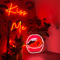 'Kiss Me Quick' Wall Artwork with LED Neon - STANDARD