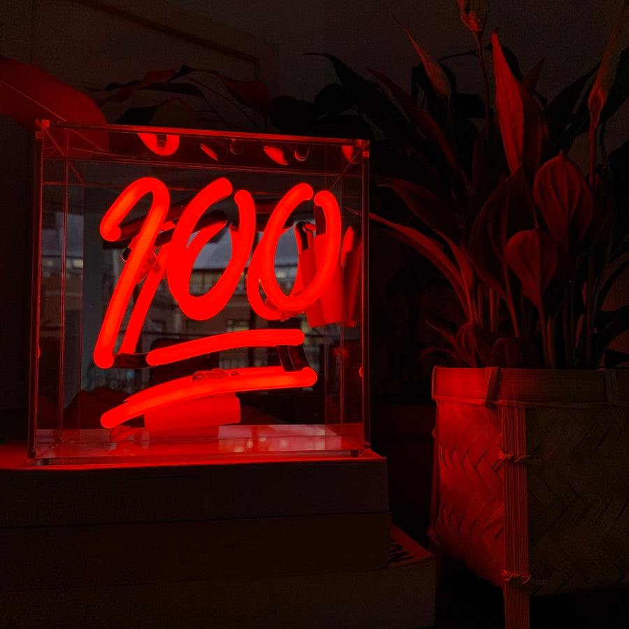 '100' Mini insegna al neon in vetro