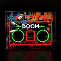 'Boom Box' Large Acrylic Box Neon Light with Graphic - Locomocean