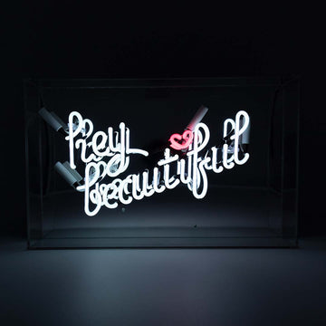 'Hey Beautiful' Glass Neon Sign