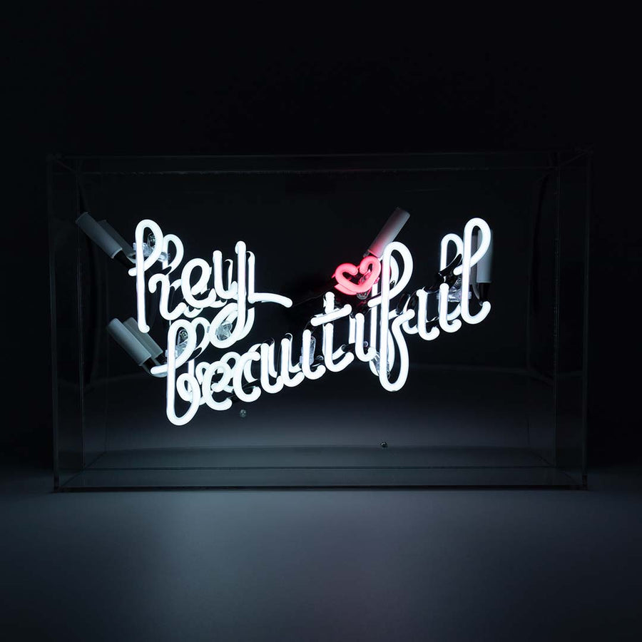 Hey Beautiful" Glas-Neonschild