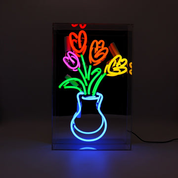 Vaso di tulipani", insegna al neon in vetro