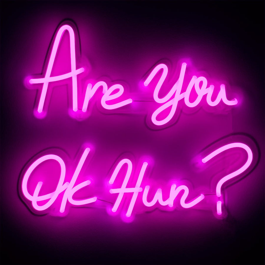 Bist du okay, Hunne? Rosa Neon LED Wandmontage Schild