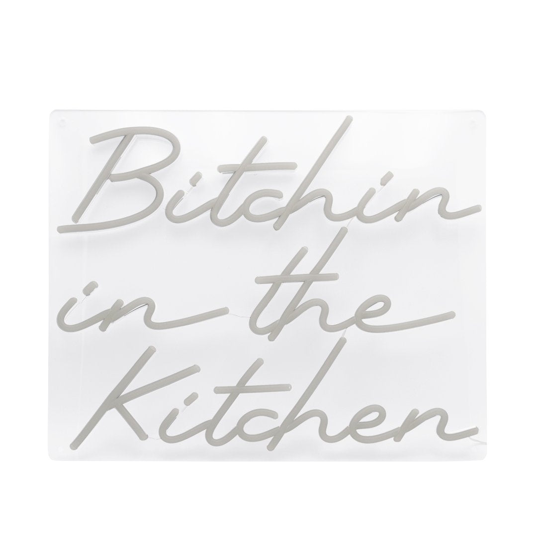 Bitchin in the Kitchen" Orangefarbenes Neon-LED-Wandschild