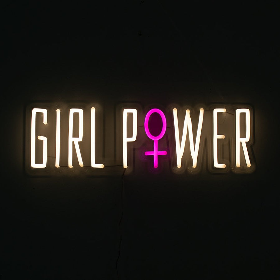 Letrero LED de neón blanco cálido 'Girl Power' para montaje en pared