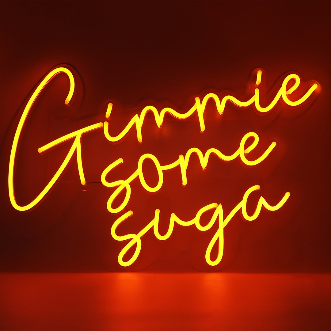 Cartello da parete a LED al neon arancione 'Gimme Some Suga'