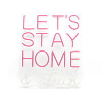 Neón LED rosa para montaje en pared 'Lets Stay Home &amp; F*ck