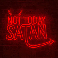 Cartello da parete a LED al neon rosso 'Not Today Satan' (Non oggi Satana)