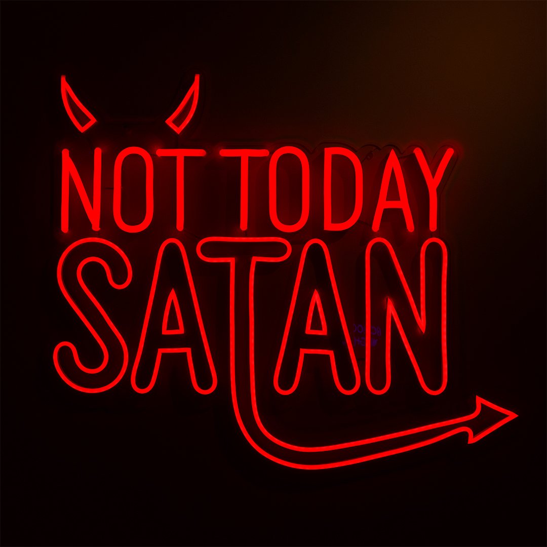 Letrero LED rojo de neón para montaje en pared 'Hoy no Satanás