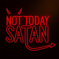 Cartello da parete a LED al neon rosso 'Not Today Satan' (Non oggi Satana)