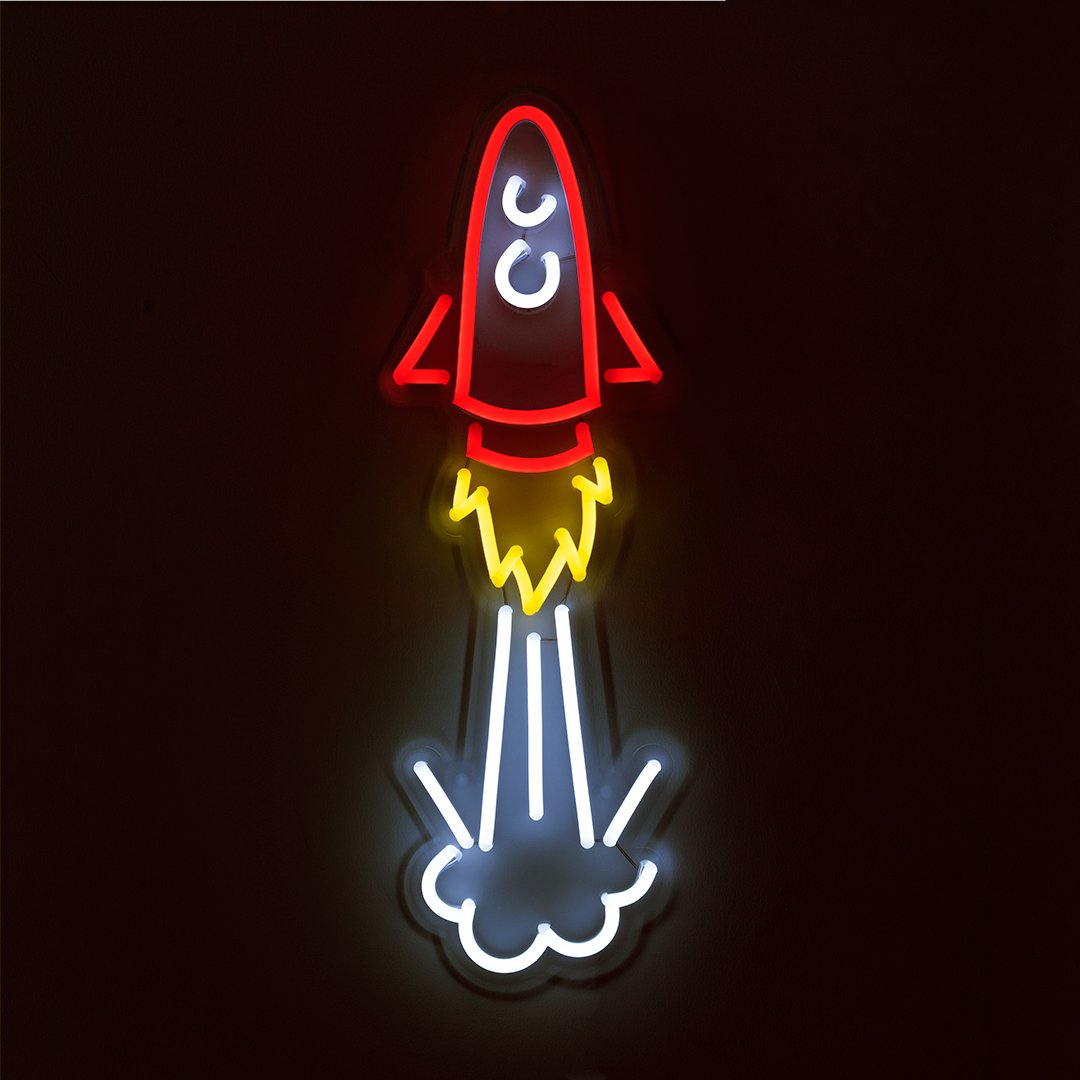 'Space Rocket' Neon LED Wall Mountable Sign