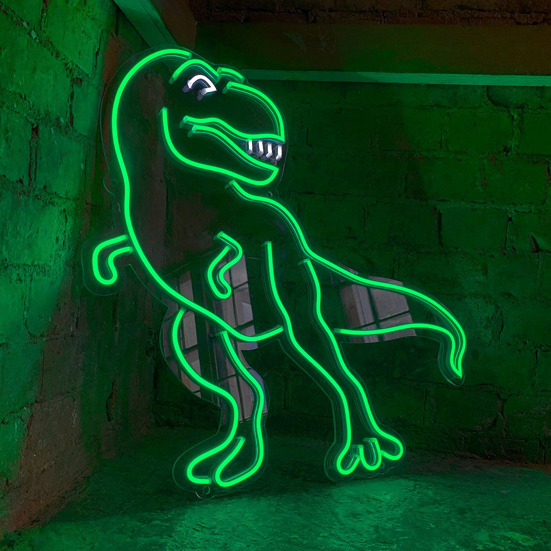 Dinosaurio' Señal LED de neón verde para montaje en pared