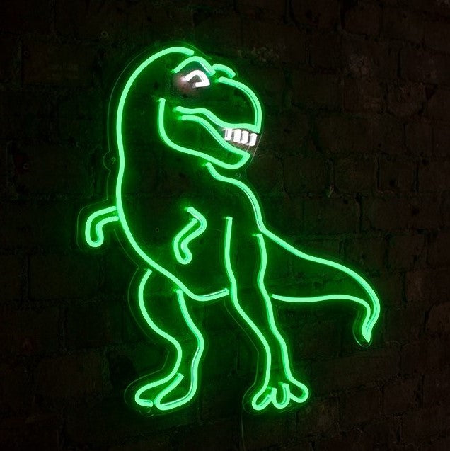 Dinosaurio' Señal LED de neón verde para montaje en pared