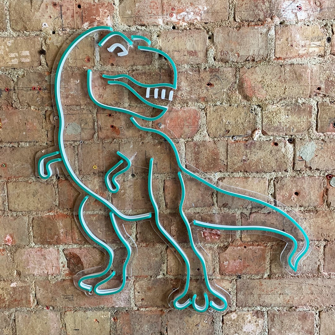 Insegna a parete 'Dinosauro' verde al neon LED