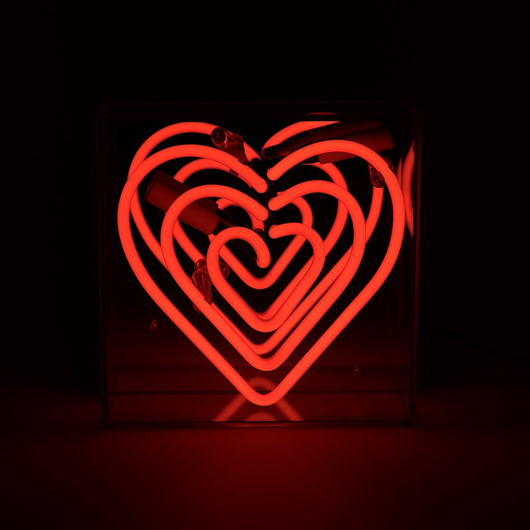 'Heart' Mini Acrylic Box Neon Light - Locomocean