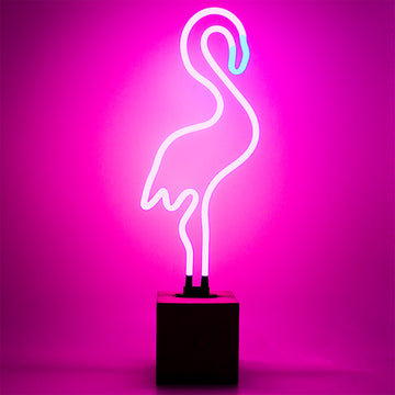 "Flamingo" en néon avec base en béton  
