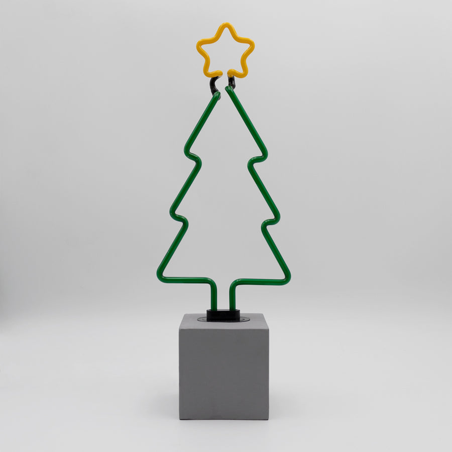 "Christmas Tree" en néon avec base en béton  