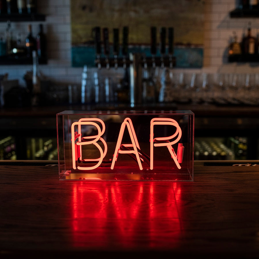 Enseigne néon en verre 'Bar' - ROUGE