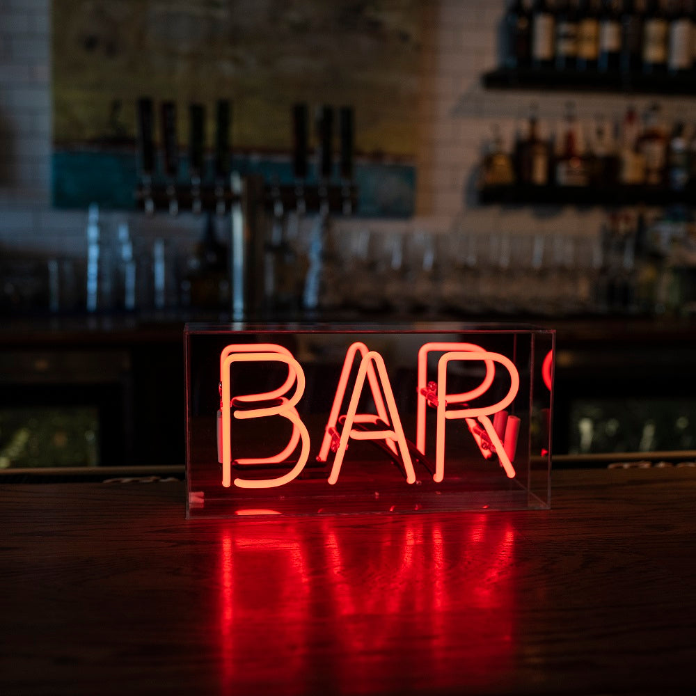 Enseigne néon en verre 'Bar' - ROUGE