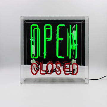 Enseigne en verre à néon 'Ouvert / Fermé' (Open / Closed)