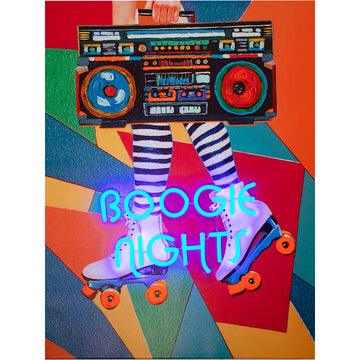 'Boogie Nights' Wall Artwork with LED Neon - SMALL