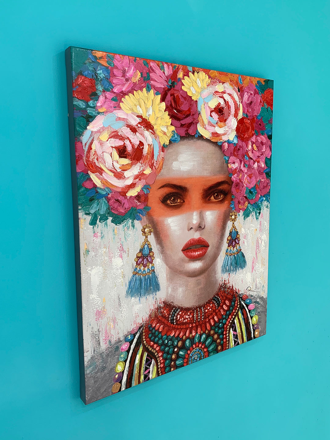 Pintura mural - Mujer con tocado floral