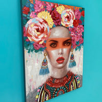 Peinture murale - Femme avec coiffure florale