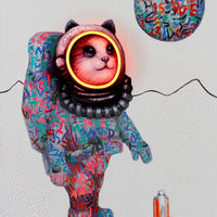 Opera d'arte da parete 'Space Cat' - Neon a LED