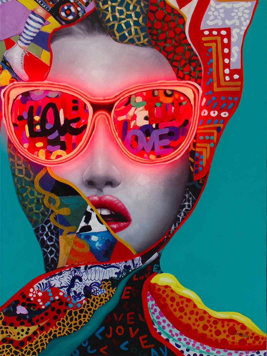 Tableau d'art mural 'Chic Woman' - LED Neon