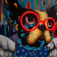 Obra de arte mural 'Perro con alas' con LED de neón - ESTÁNDAR