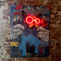 'Dog with Wings' Wall Artwork with LED Neon - STANDARD