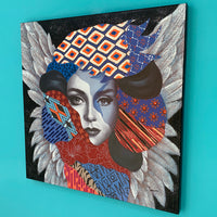 Pintura mural - Mujer con plumas