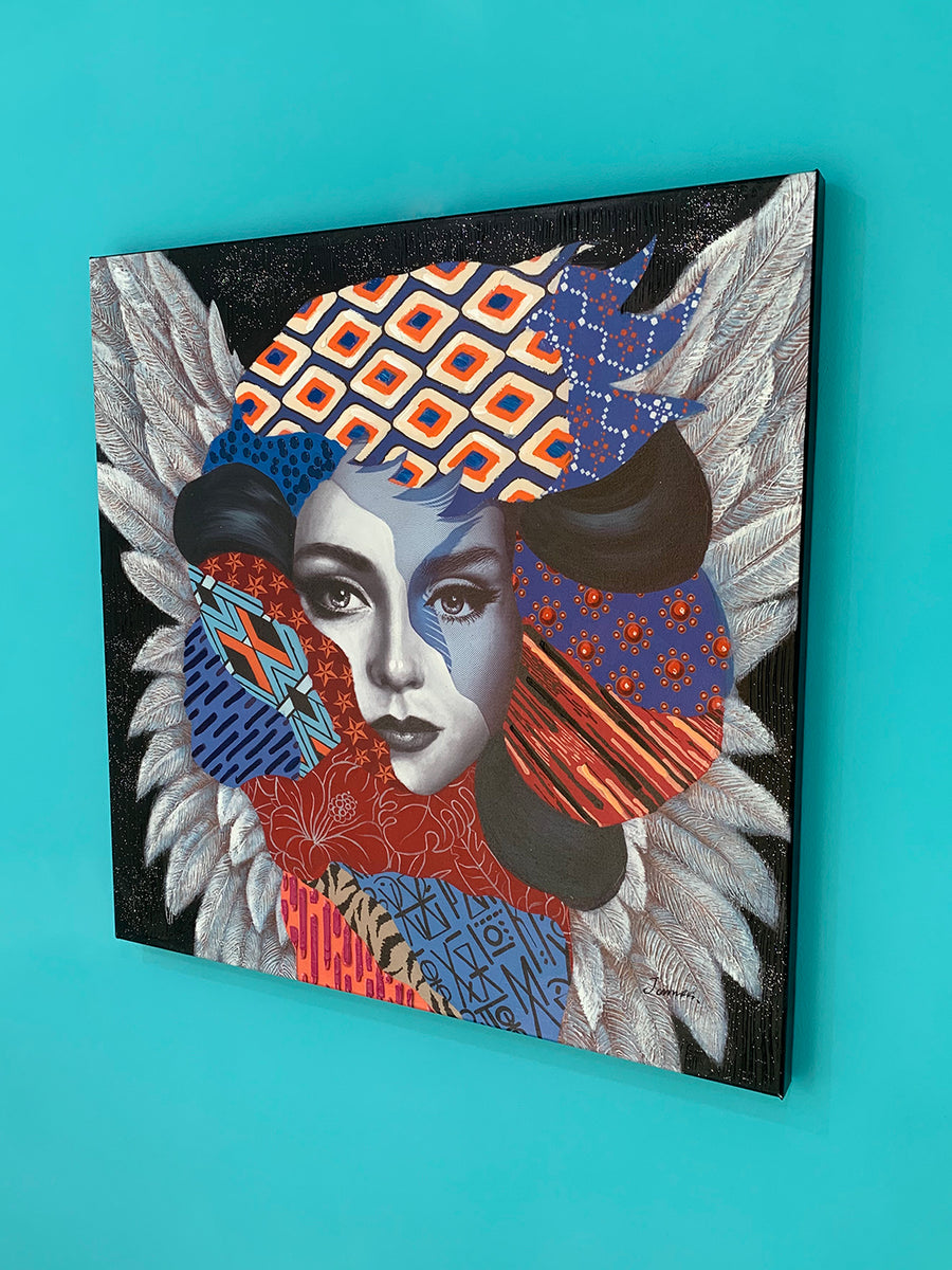 Peinture murale - Femme avec des plumes