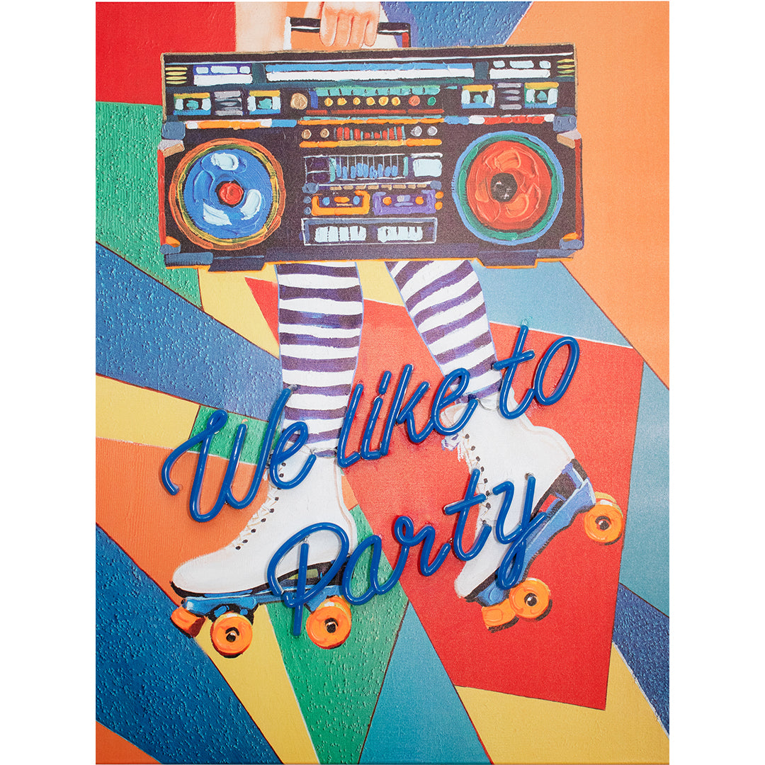 Tableau d'art mural 'We Like to Party' avec néon LED - PETIT – Locomocean