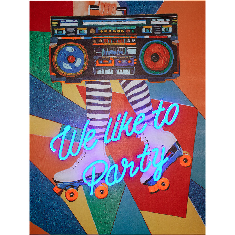 Tableau d'art mural 'We Like to Party' avec néon LED - PETIT