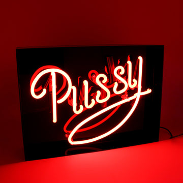 'Pussy' Acrylic Box Neon Light - Locomocean