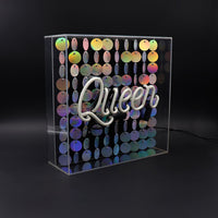 'Queen' Acrylic Box Neon Light with Sequins - Locomocean