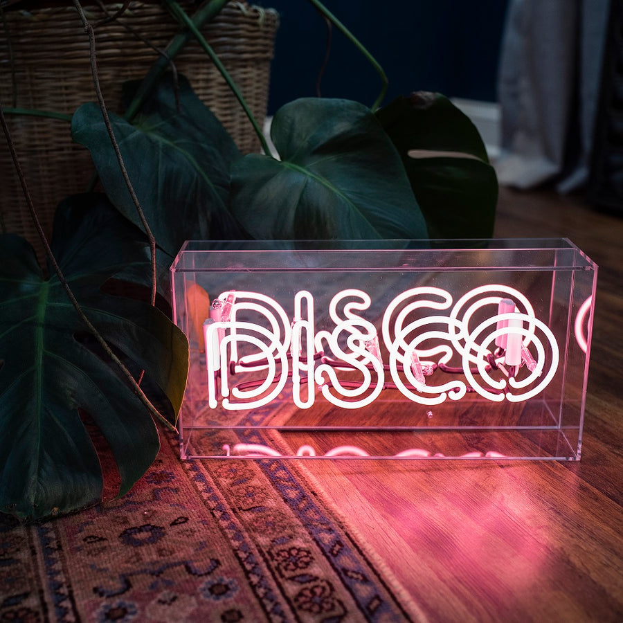 Enseigne néon en verre "Disco" - rose
