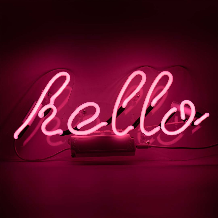 Cartello da parete 'Hello' con luce al neon - Rosa