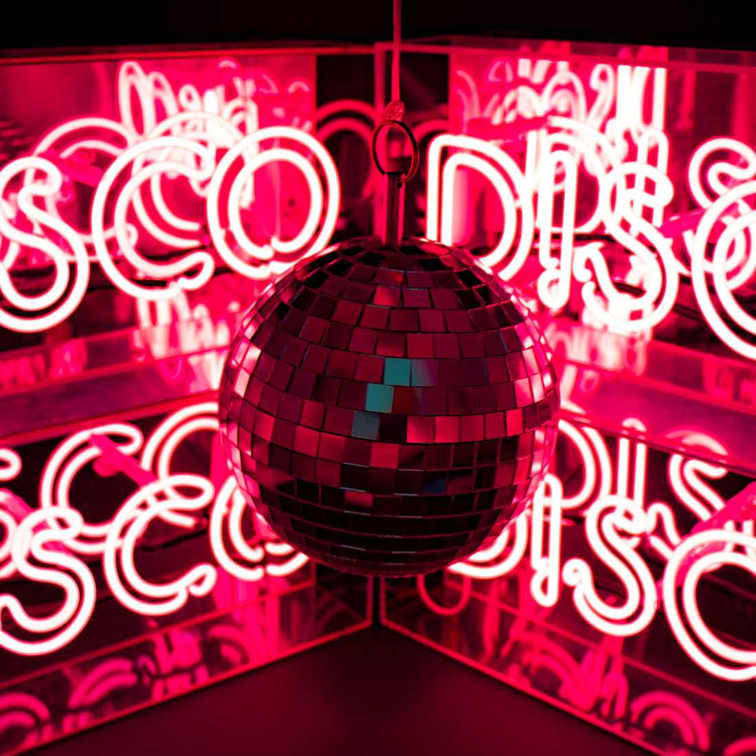 Disco' Glas-Neonschild - Rosa