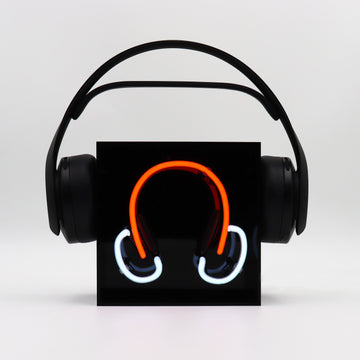 Panneau néon miniature en verre 'Headphones' - Rouge